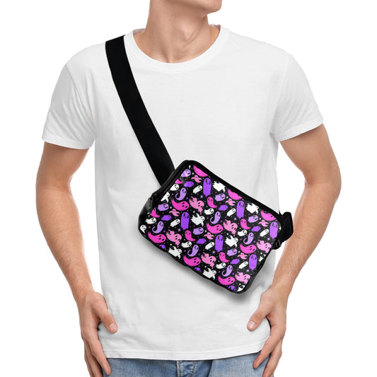 Ghosties Black, White, Pink, Purple Crossbody Waist Fanny Pack Bag