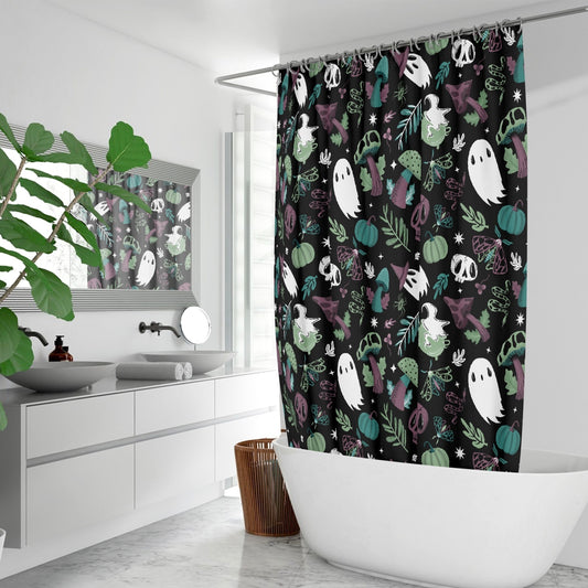 Midnight Magick 2022 Teal Mauve Mint Witchcore Cottagecore Shower Curtain