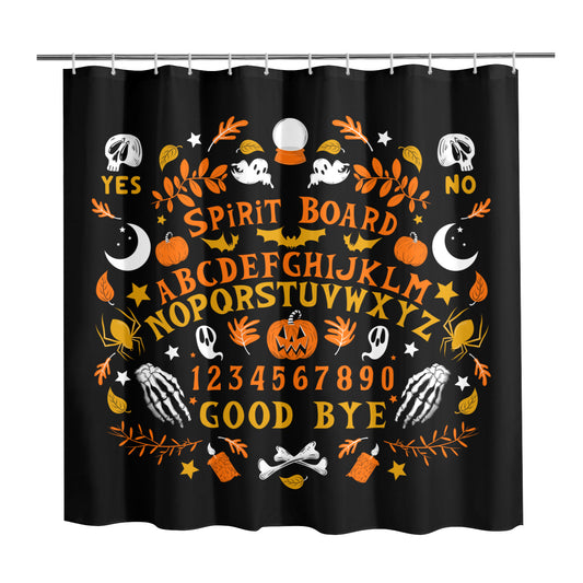 Spirit Board Black Orange Gold Spooky Shower Curtain