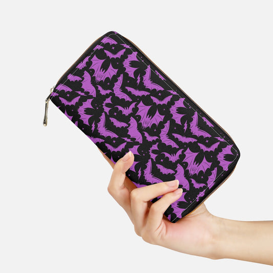 Batty Bats 2023 Black with Orchid Zipper Wallet