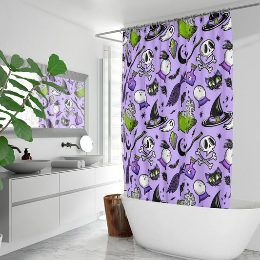 Magick Curio 2023 Lavender, Orchid, Purple , Palm Witchy Halloween Shower Curtain