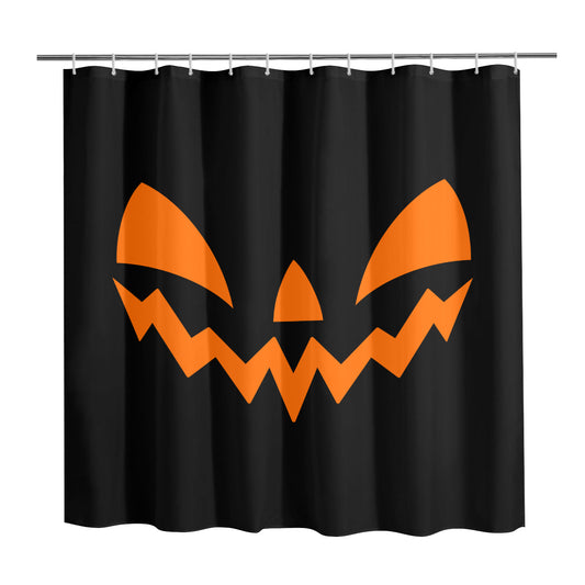 Jack-o-Lantern Face Black Orange Spooky Halloween Shower Curtain