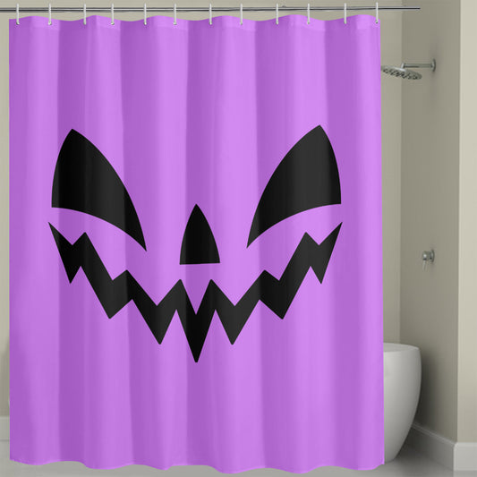 Jack-o-Lantern Face Purple Spooky Halloween Shower Curtain