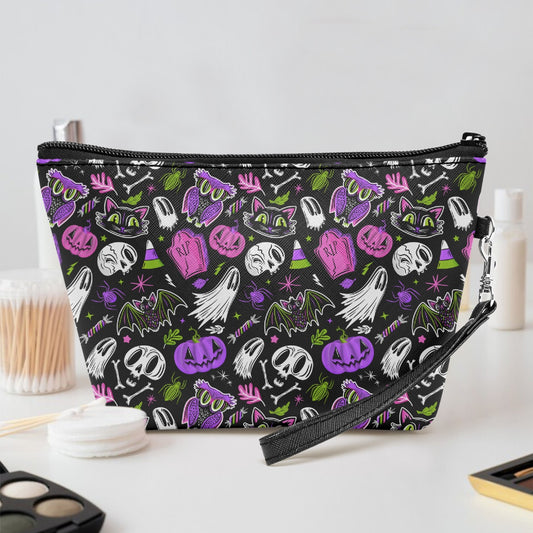 Everything Halloween 24 Pink Purple Green Faux Leather Makeup Accessory Bag