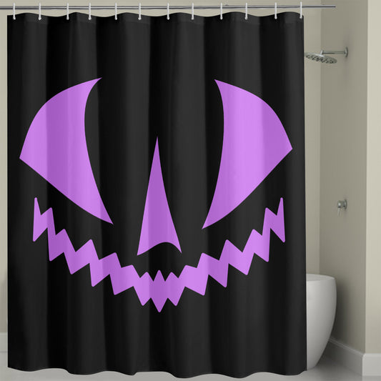 Jack-o-Lantern Two Face Black Purple Spooky Halloween Shower Curtain