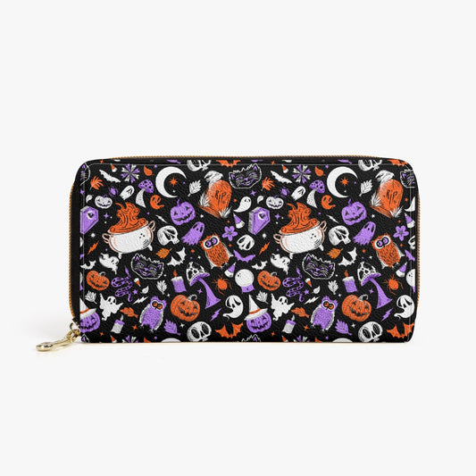 It's Spooky Season Orchid, Orange Zipper Wallet