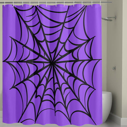 Gothic Web Purple Spooky Shower Curtain