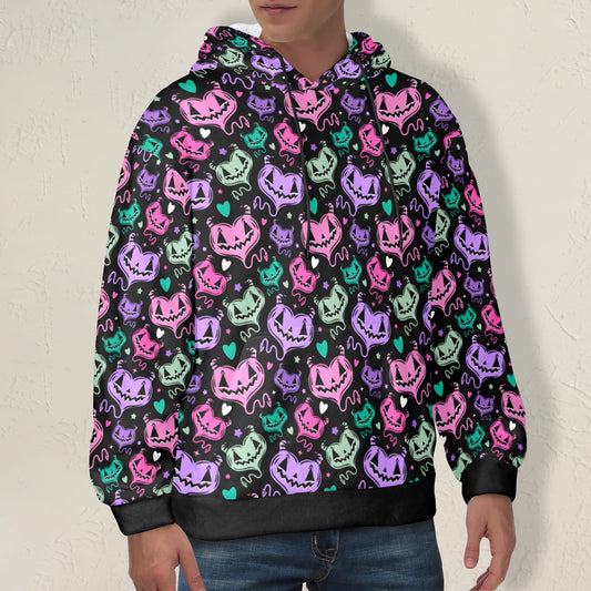 Devil Hearts Purple Pink Mint Valloween Spooky Cute Soft Fleece Hoodie Sweatshirt