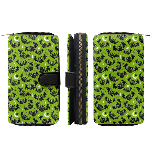 Oh Bats 24 Green Black Double Compartment Wallet