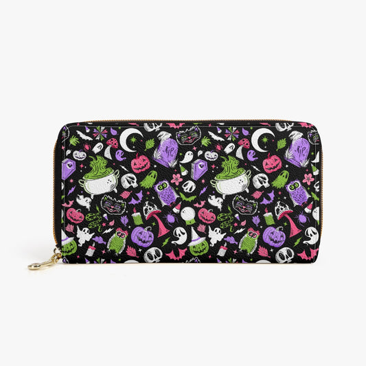 It's Spooky Season Orchid, Palm, Pink Zipper Wallet