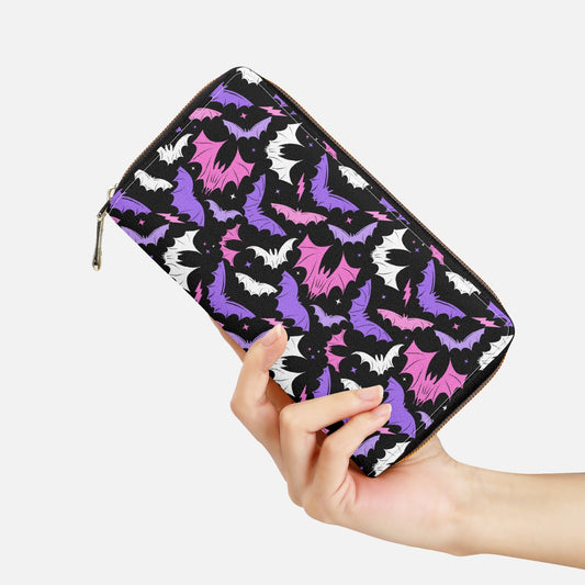 Batty Bats 2023 Black with Pink, Purple Zipper Wallet