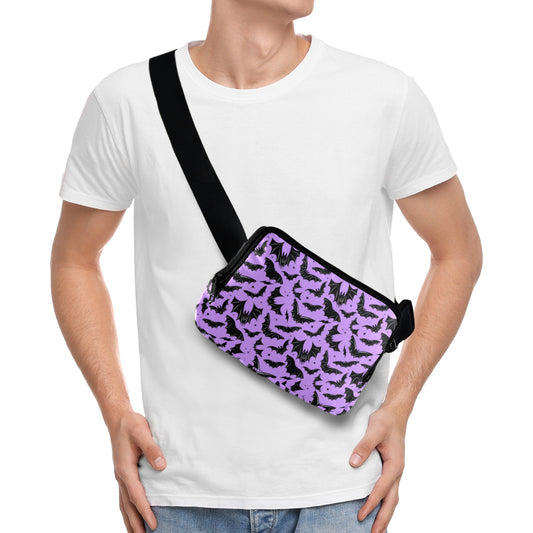 Batty Bats 23 Purple Crossbody Waist Fanny Pack Bag