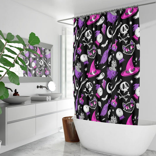 Magick Curio 2023 Pink, Orchid Witchy Halloween Shower Curtain