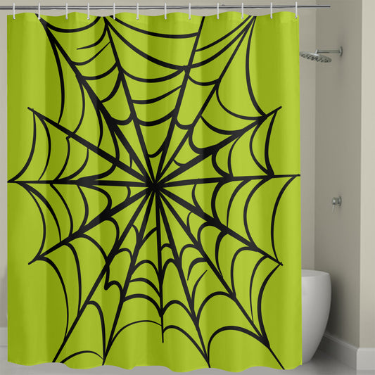 Gothic Web Green Spooky Shower Curtain