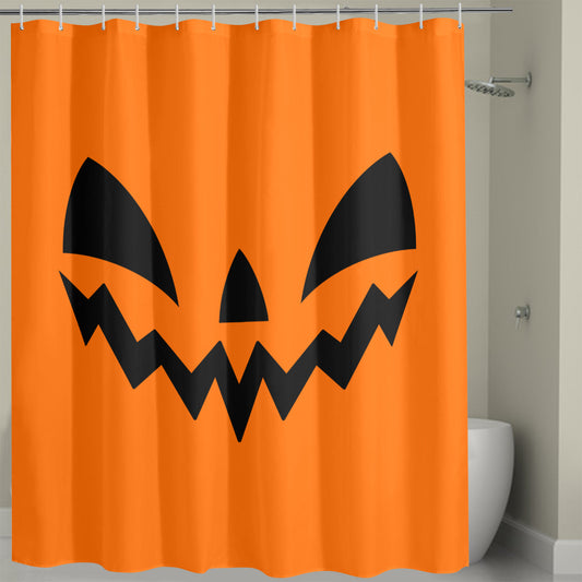 Jack-o-Lantern Face Orange Spooky Halloween Shower Curtain