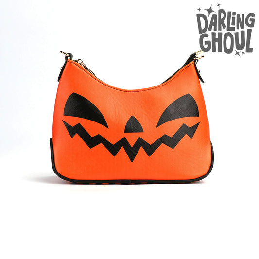 Cute Halloween Jack-O-Lantern Face Orange and Black Faux Leather Purse