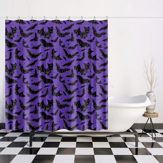 Batty Bats 2023 Purple Black Gothic Halloween Shower Curtain