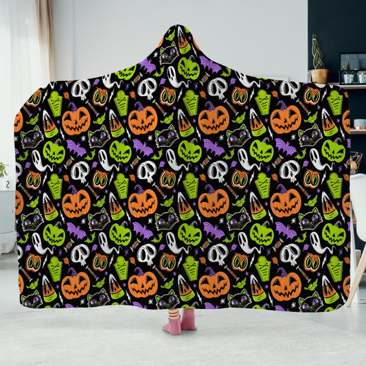 The Creeps 2023 Orange Chartreuse Purple Hooded Blanket