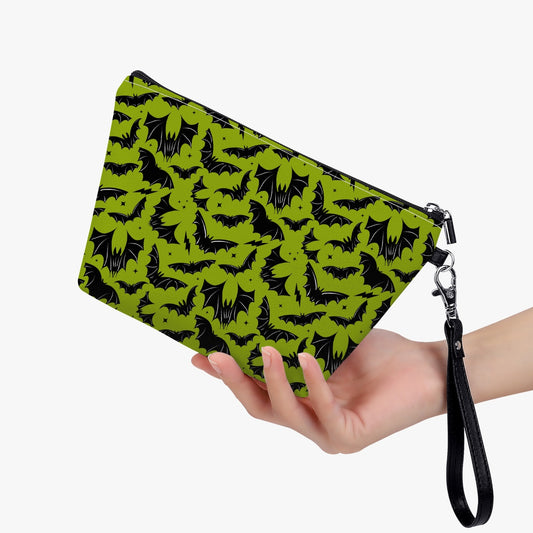 Batty Bats 2023 Chartreuse Faux Leather Accessory/Cosmetic Bag