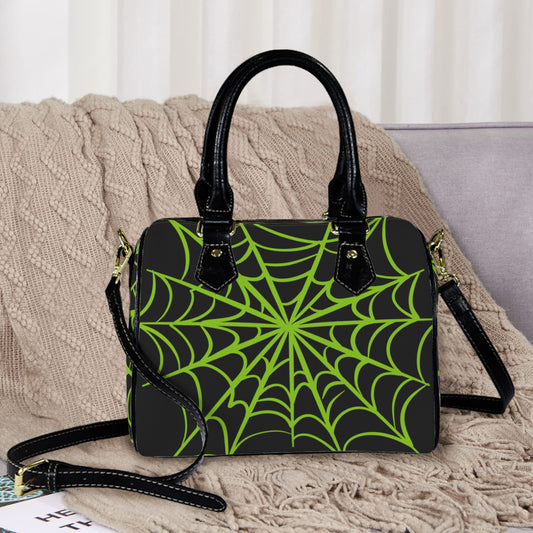 Spooky Gothic Spiderweb BGRN Boston Handbag Purse