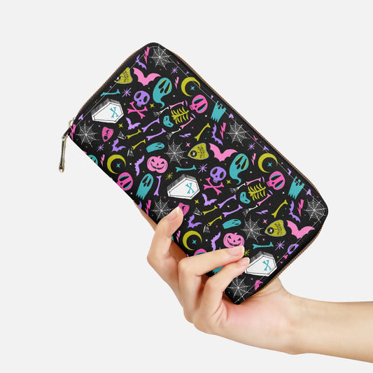 Dearly Departed 2021 Black, White, Pink, Purple, Chartreuse, Turquoise Zipper Wallet