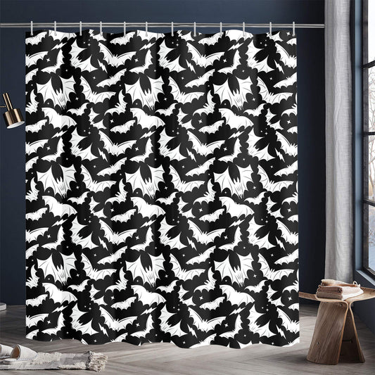 Batty Bats 23 Gothic BW Shower Curtain