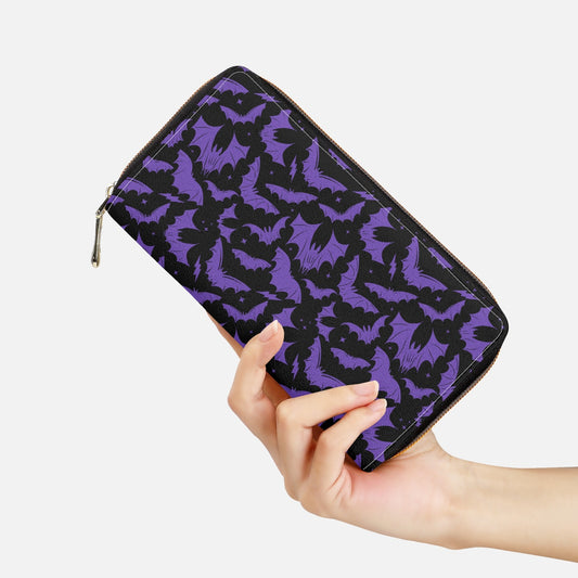 Batty Bats 2023 Black with Purple Zipper Wallet