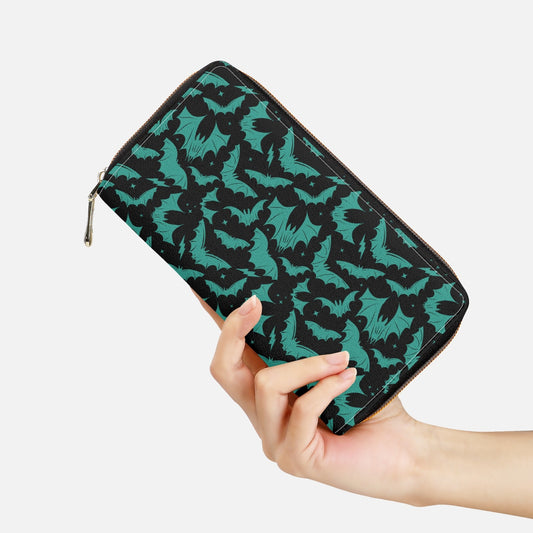 Batty Bats 2023 Black with Teal Zipper Wallet