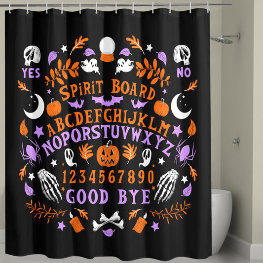 Spirit Board Black Orange Purple Spooky Shower Curtain