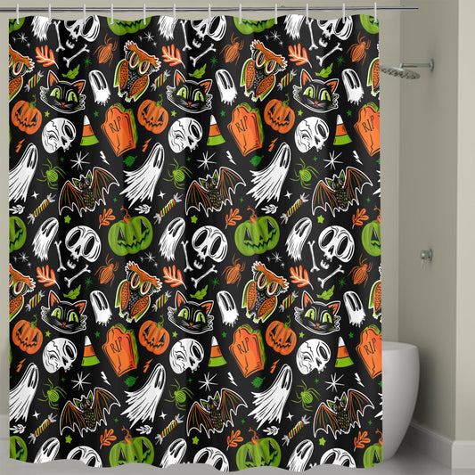 Everything Halloween 24 BWOGRN Shower Curtain