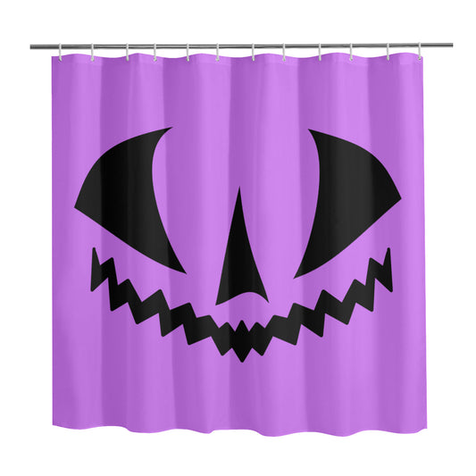 Jack-o-Lantern Face Two Purple Spooky Halloween Shower Curtain