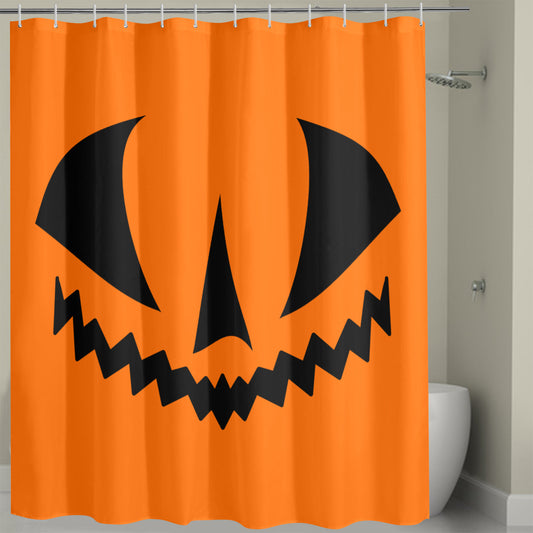 Jack-o-Lantern Face Two Orange Spooky Halloween Shower Curtain