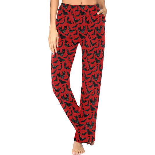 Batty Bats 22 Red Lounge/Pajama Pants with Pockets