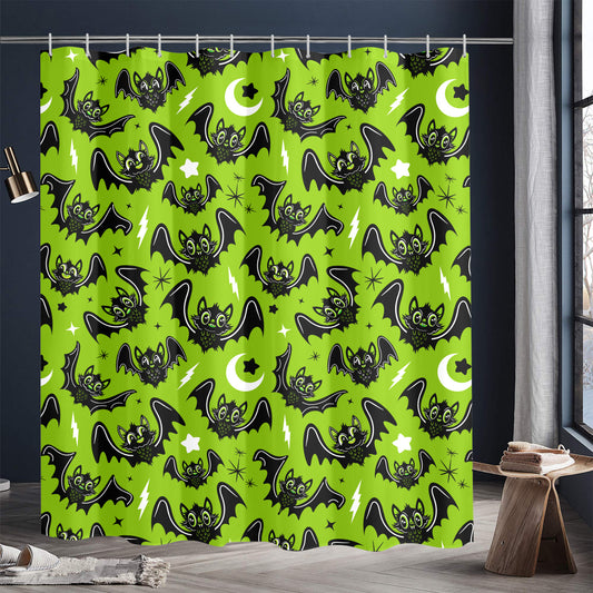 Oh Bats 24 BWGRN Shower Curtain