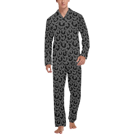 Batty Bats 24 Gray Black Mens and Womens Long Sleeve Pajama Sets No Pockets