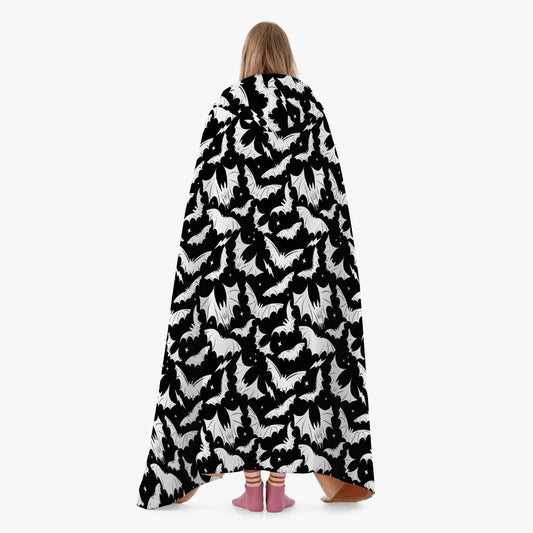 Batty Bats 2023 Black White Hooded Blanket