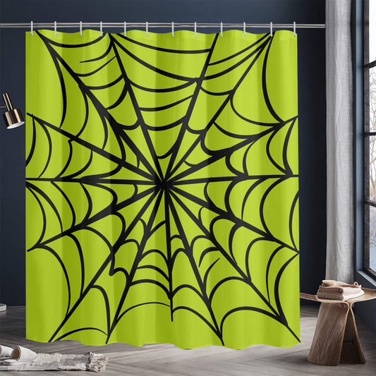 Gothic Web Green Spooky Shower Curtain