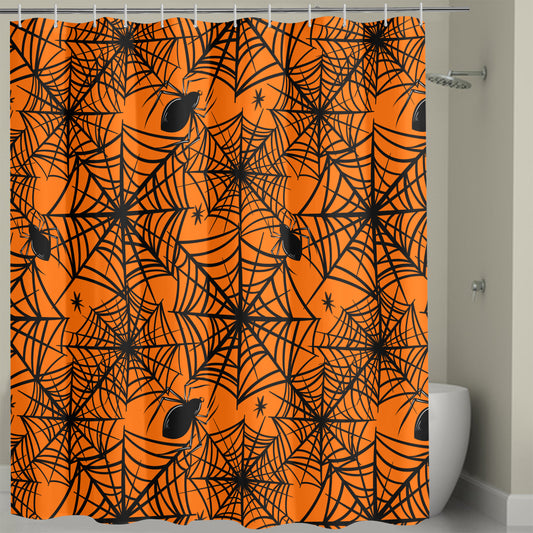 Webz Orange Spooky Shower Curtain