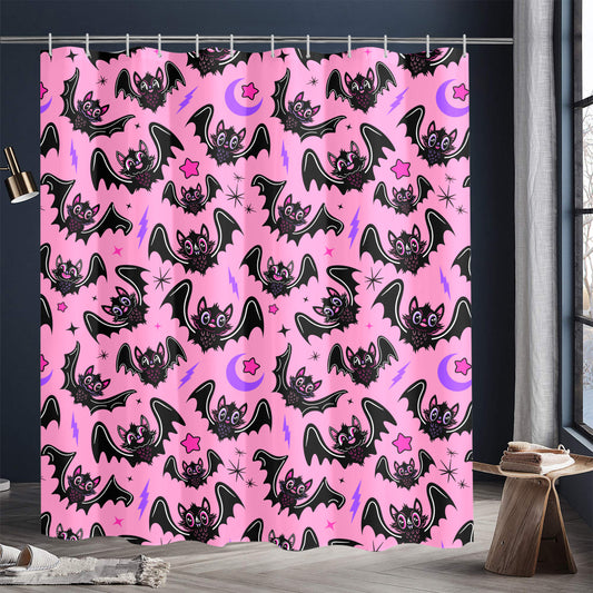 Oh Bats 24 BWPINKPRP Shower Curtain