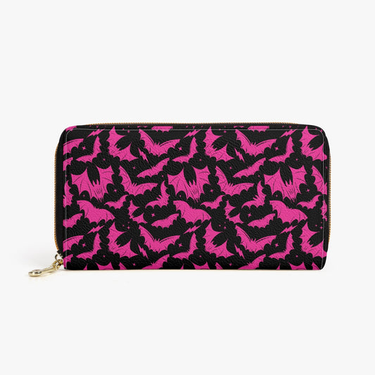 Batty Bats 2023 Black with Hot Pink Zipper Wallet