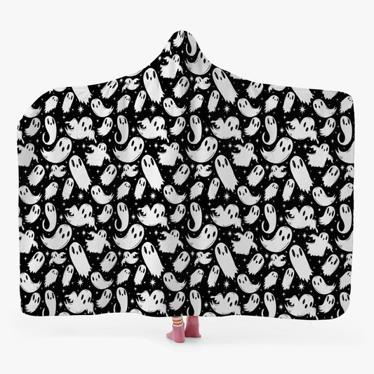 Ghosties 2022 Black and White Hooded Blanket