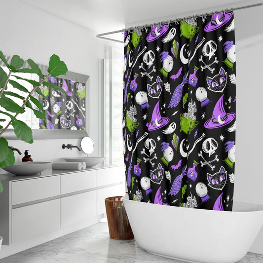 Magick Curio 2023 Orchid, Purple, Palm Witchy Halloween Shower Curtain