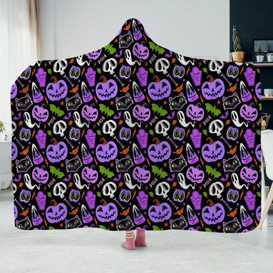 The Creeps 2023 Purple Orchid Chartreuse Orange Hooded Blanket