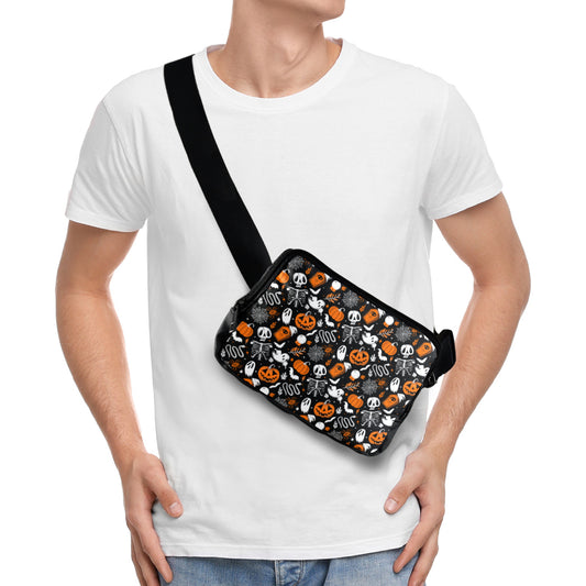 Everything Halloween Black, White, Orange Crossbody Waist Fanny Pack Bag