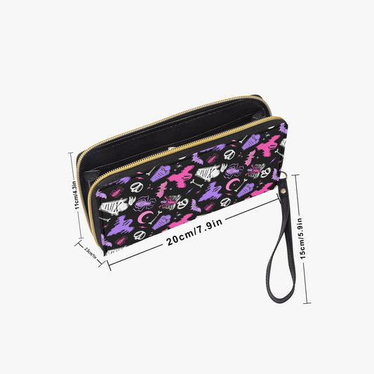 Graveyard Ghouls Black, White, Pink, Purple Faux Leather Wristlet Clutch Wallet