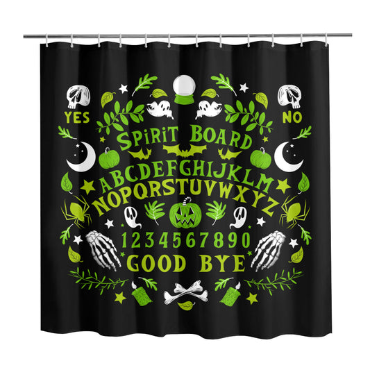 Spirit Board Black Green Spooky Shower Curtain