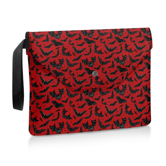 Batty Bats Red Spooky Gothic Halloween Book Kindle Planner Sleeve with Strap