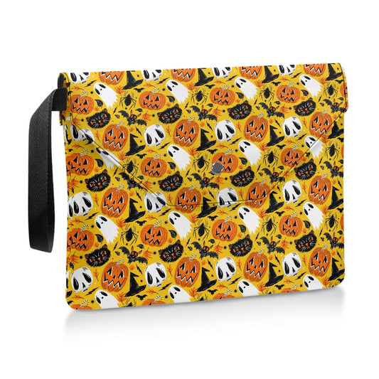 All Hallows Eve Yellow Spooky Halloween Book Kindle Planner Sleeve with Strap