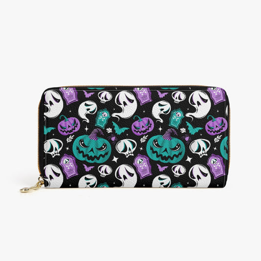 Haunted Pumpkins 2023 Teal, Purple Zipper Wallet