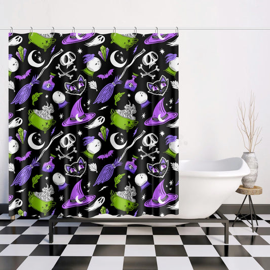 Magick Curio 2023 Orchid, Purple, Palm Witchy Halloween Shower Curtain